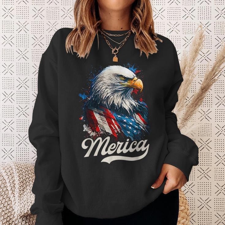 Merica Patriotic Eagle Freedom 4Th Of July Usa American Flag Sweatshirt Gifts for Her