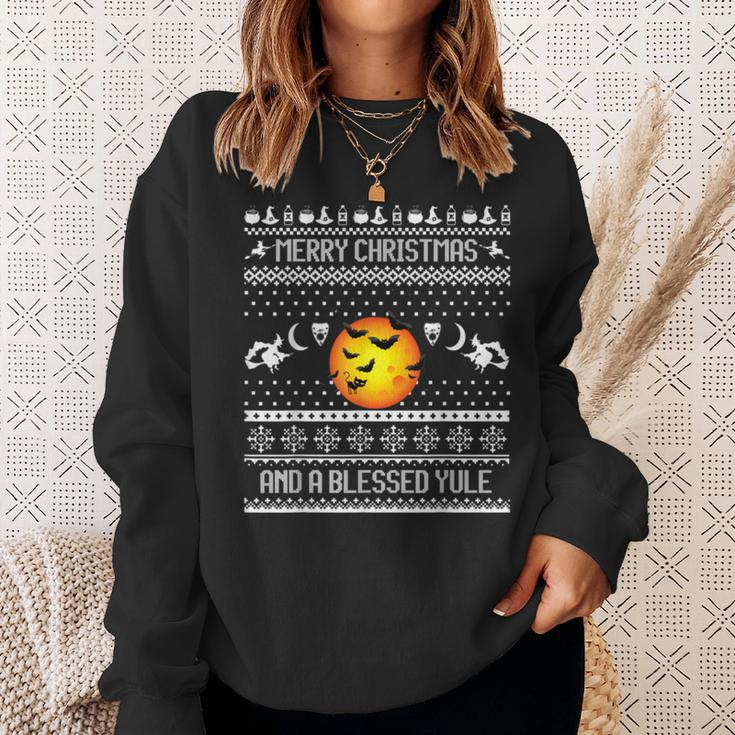 Merry Christmas And A Blessed Yule Ugly Christmas Sweaters Sweatshirt Gifts for Her