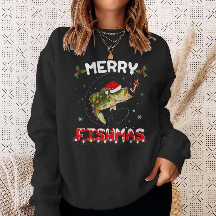 Merry Fishmas Fishing Christmas Pajama Fishers Sweatshirt Gifts for Her