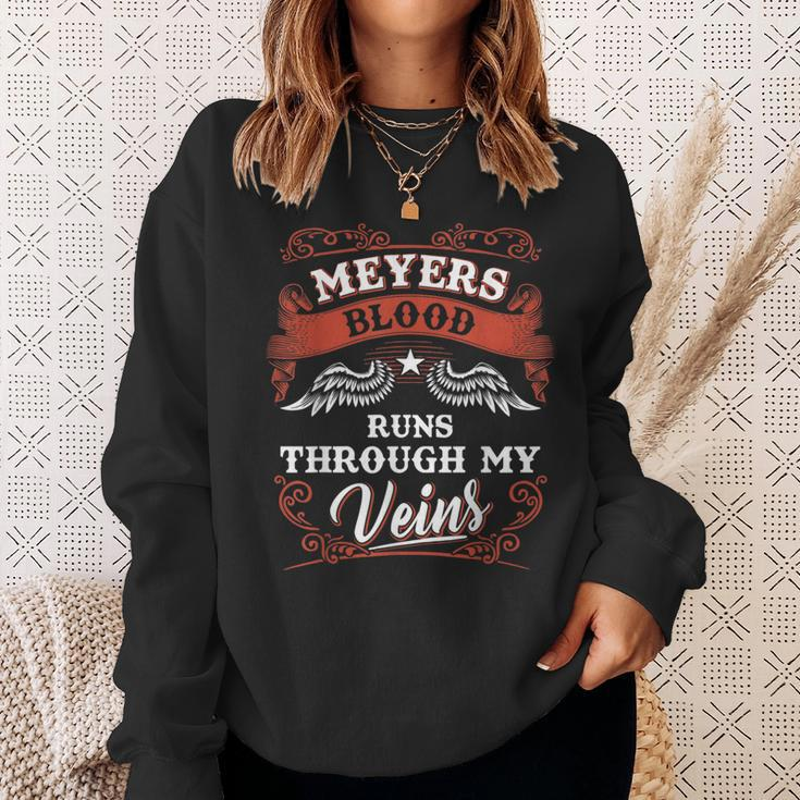 Meyers Blood Runs Through My Veins Family Christmas Sweatshirt Gifts for Her