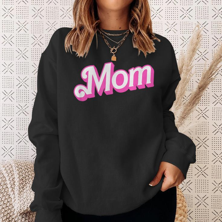 Mom Pink & White Overlapping Font Halloween Costume Sweatshirt Gifts for Her