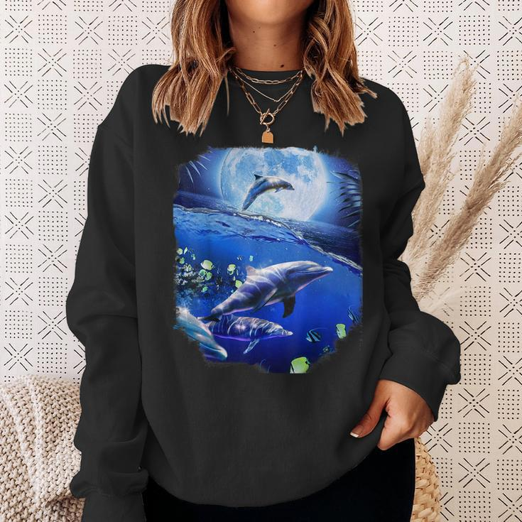 Moon Dolphin Space Dolphins Sweatshirt Gifts for Her