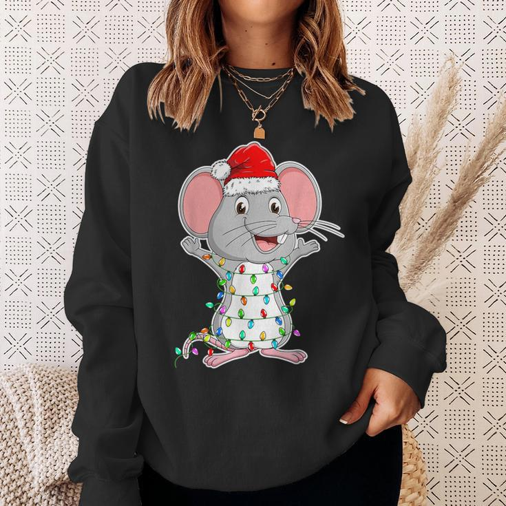 Mouse Wearing Santa Hat Xmas Rats Mouse Lover Christmas Sweatshirt Gifts for Her