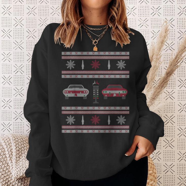 Muscle Cars Drag Racing Ugly Christmas Sweater Sweatshirt Gifts for Her