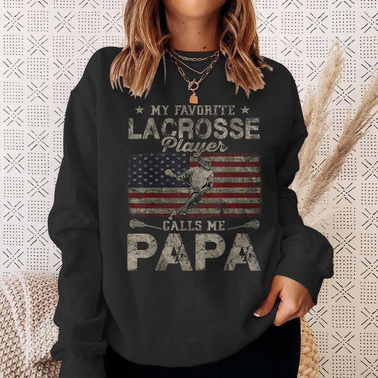 My Favorite Lacrosse Player Calls Me Papa Fathers Day Sweatshirt Gifts for Her