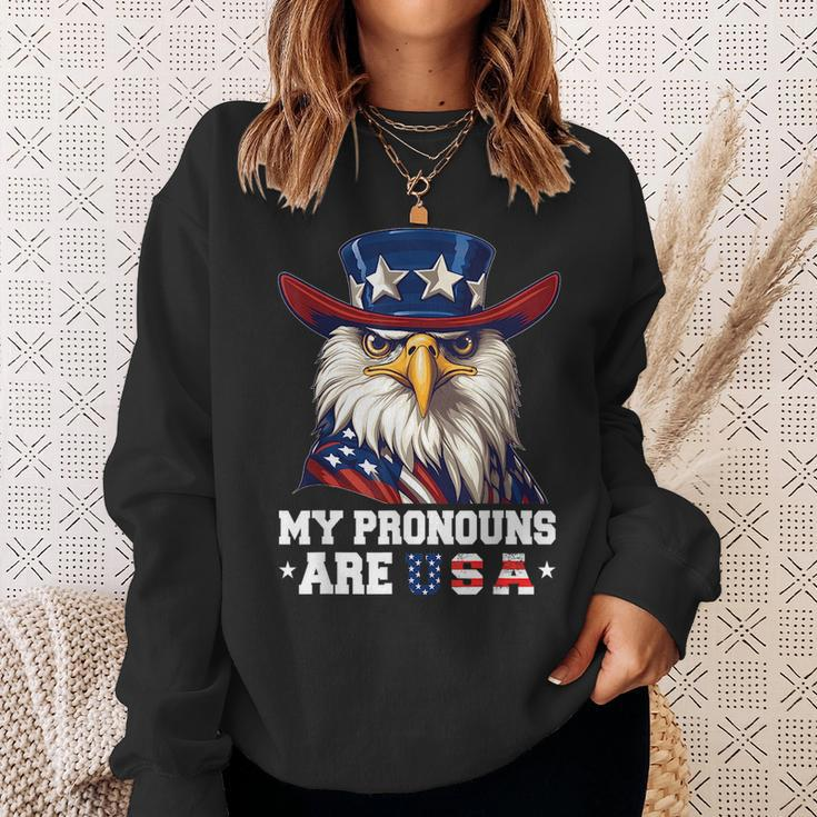 My Pronouns Are Usa Funny Eagle 4Th Of July American Gift For Mens Sweatshirt Gifts for Her