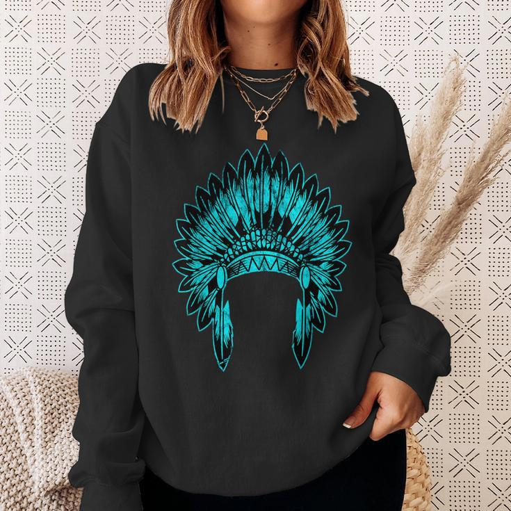 Native Ameircan Feather Headdress Pride Indian Chief Costume Sweatshirt Gifts for Her
