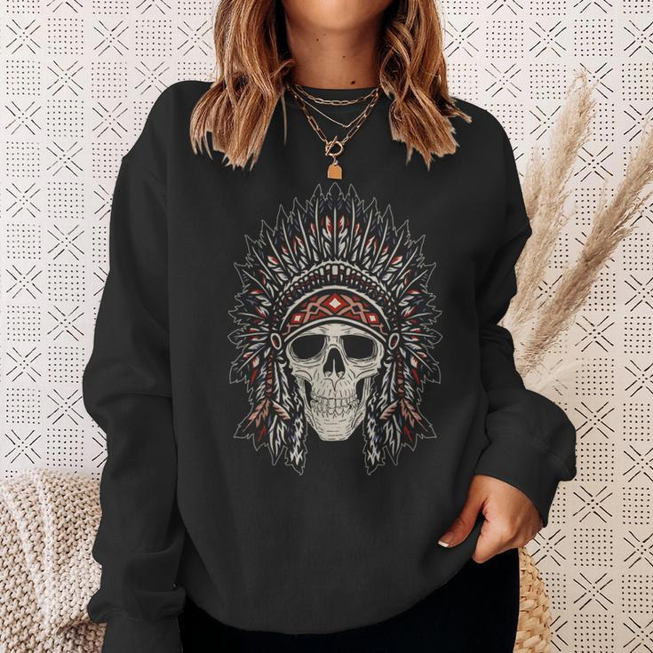Native American Heritage Headdress Skull Native American Sweatshirt Gifts for Her