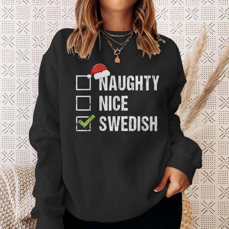 Naughty Nice Swedish Santa Hat Christmas Sweatshirt Gifts for Her