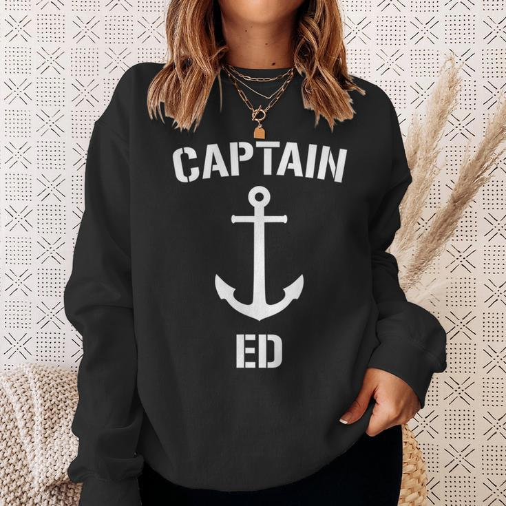 Nautical Captain Ed Personalized Boat Anchor Sweatshirt Gifts for Her