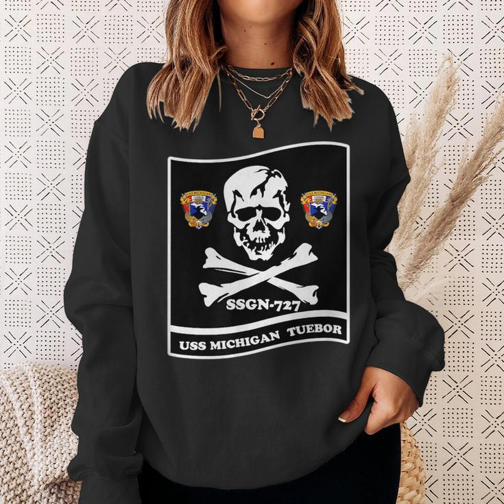 Navy Submarine Uss Michigan Ssgn727 Skull Image Sweatshirt Gifts for Her