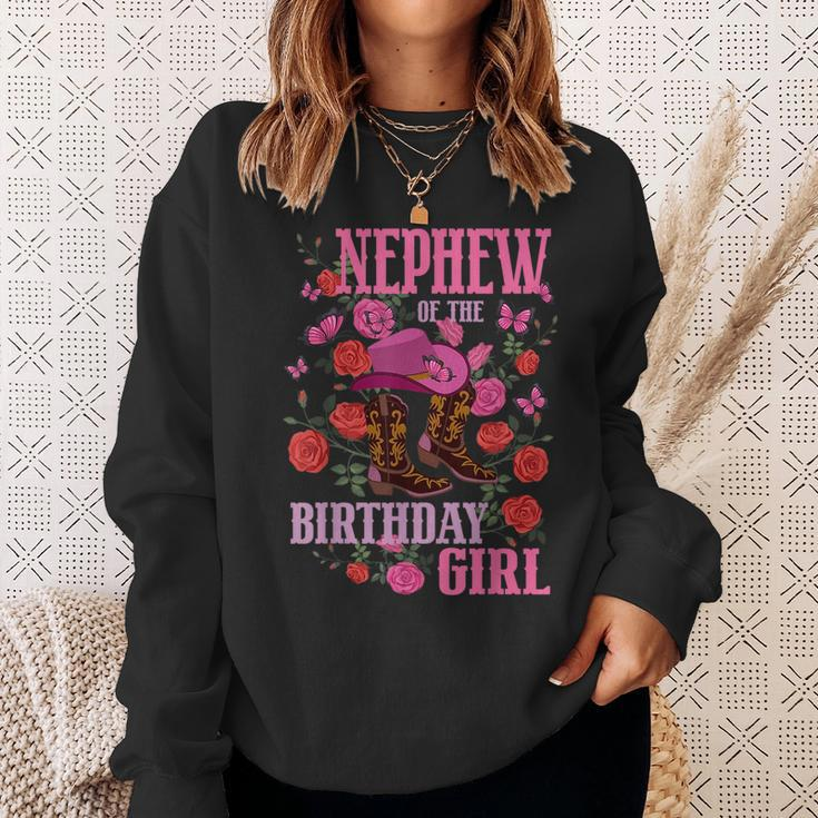 Nephew Of The Birthday Girl Cowgirl Boots Pink Matching Sweatshirt Gifts for Her