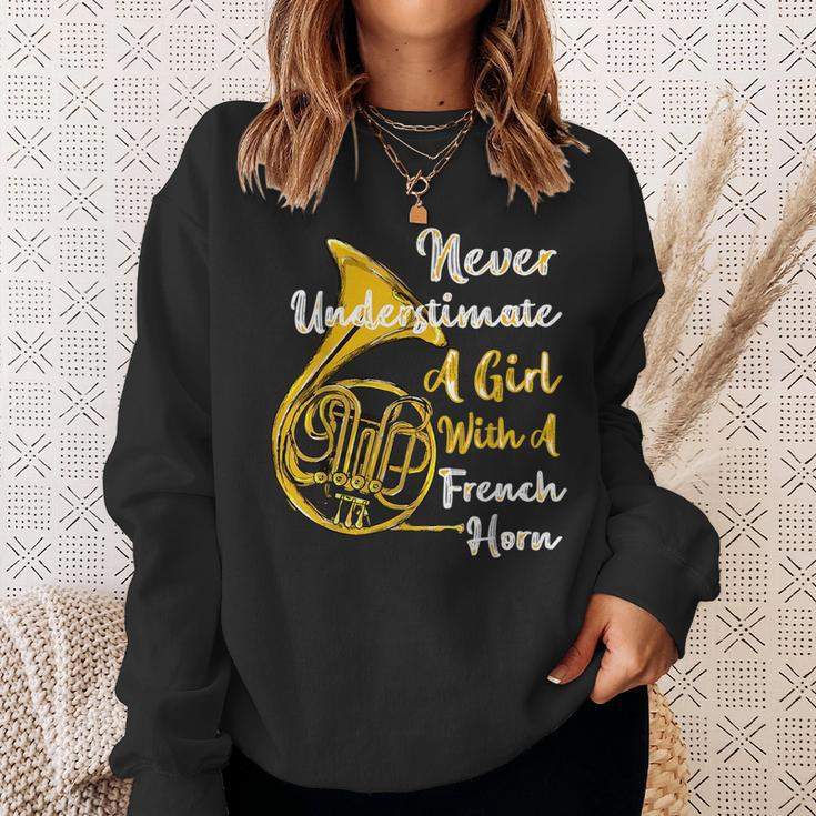 Never Underestimate A Girl With A French Horn Gift Sweatshirt Gifts for Her