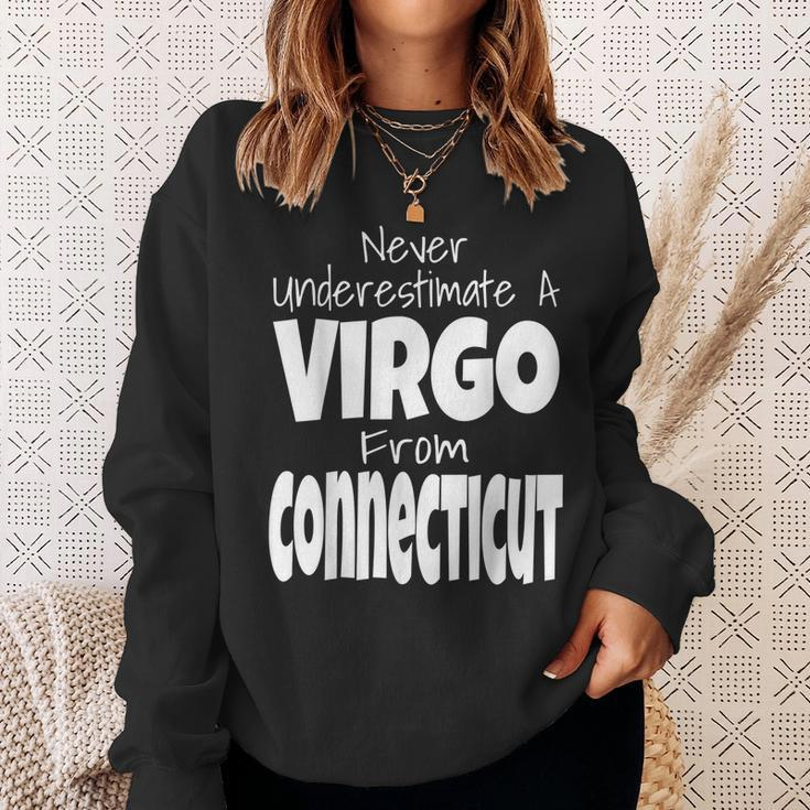 Never Underestimate A Virgo From Connecticut Zodiac Sign Sweatshirt Gifts for Her
