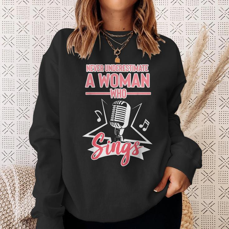 Never Underestimate A Woman Who Sings Lead Singer Singing Singer Funny Gifts Sweatshirt Gifts for Her