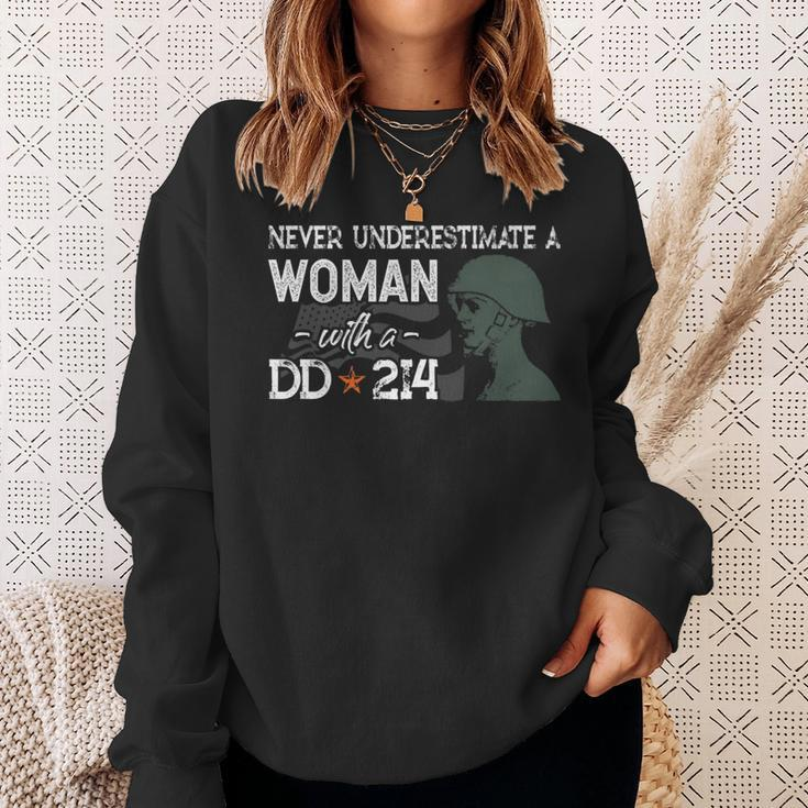 Never Underestimate A Woman With A Dd214 Veterans Day Gift Sweatshirt Gifts for Her
