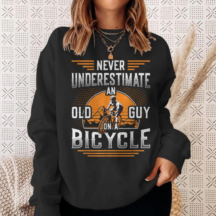 Never Underestimate An Old Guy On A Bicycle Old Guy Bike Gift For Mens Sweatshirt Gifts for Her