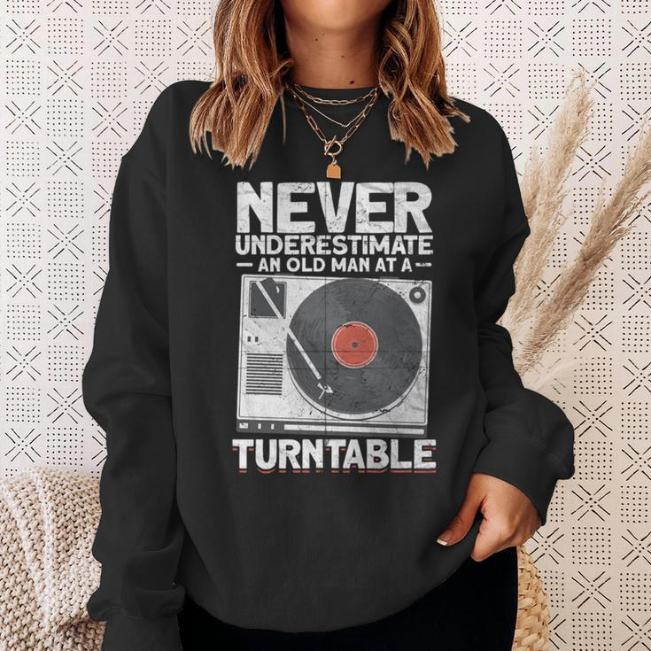 Never Underestimate An Old Man At A Turntable Cool Dj Sweatshirt Gifts for Her