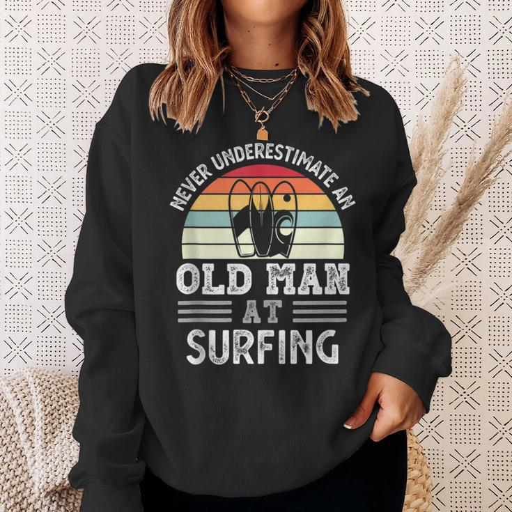 Never Underestimate An Old Man At Surfing Fathers Day Gift For Mens Sweatshirt Gifts for Her