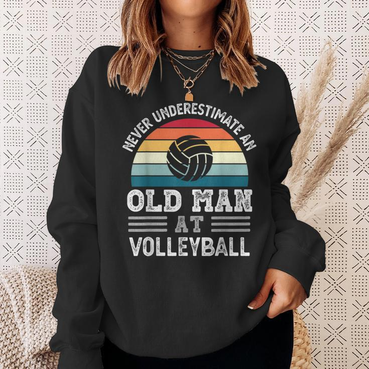 Never Underestimate An Old Man At Volleyball Fathers Day Gift For Mens Sweatshirt Gifts for Her