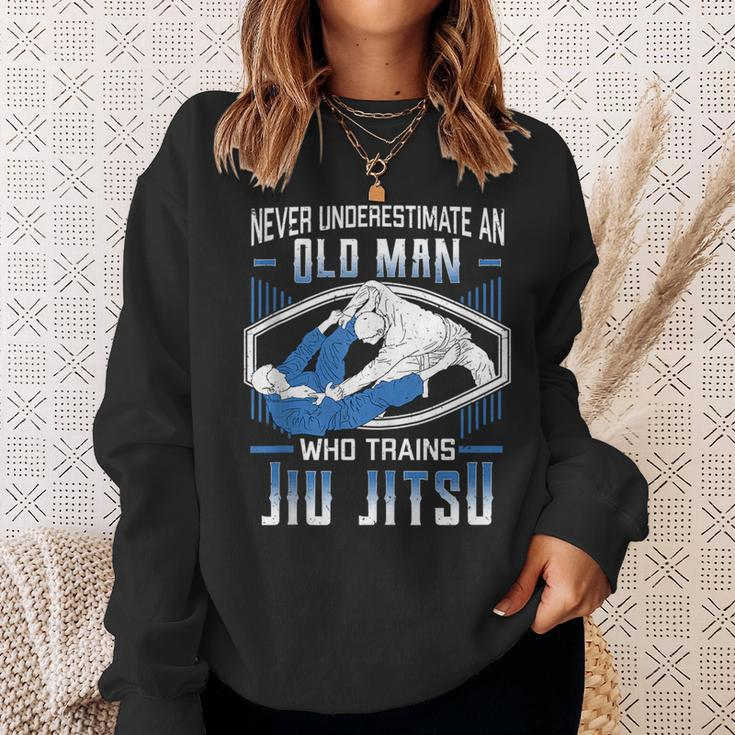 Never Underestimate An Old Man Jiu Jitsu Martial Arts Old Man Funny Gifts Sweatshirt Gifts for Her