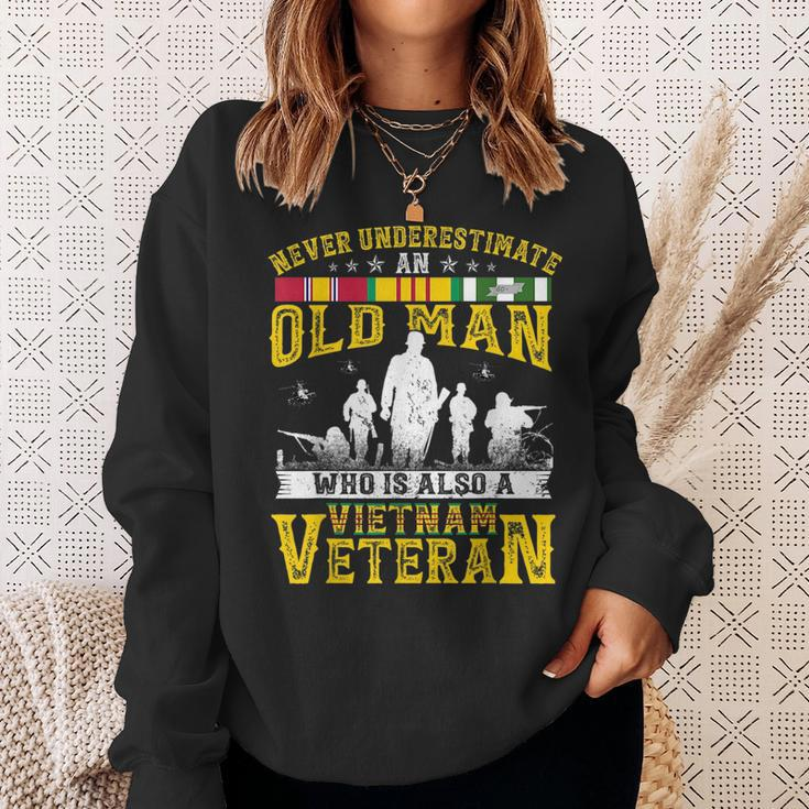Never Underestimate An Old Man Vietnam Veteran Gift For Mens Sweatshirt Gifts for Her