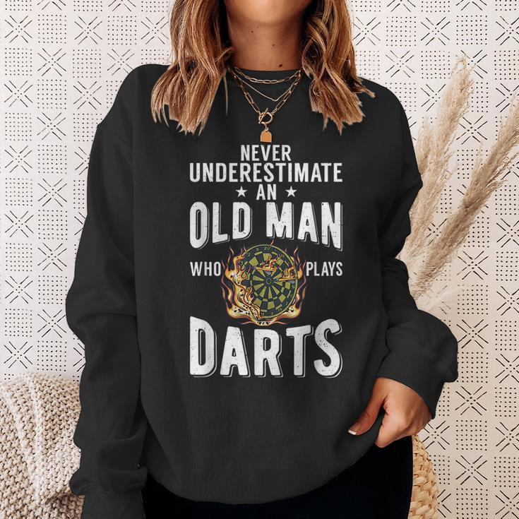 Never Underestimate An Old Man Who Plays Darts Player Sweatshirt Gifts for Her