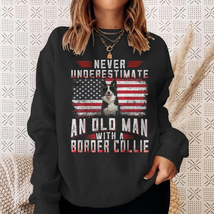 Never Underestimate An Old Man With A Border Collie Vintage Old Man Funny Gifts Sweatshirt Gifts for Her