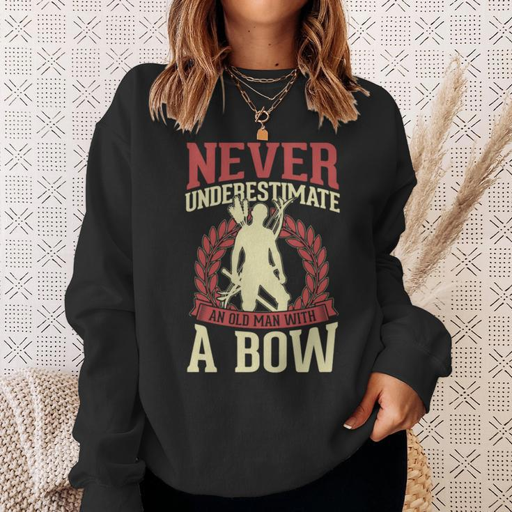 Never Underestimate An Old Man With A Bow Archery Dad Sweatshirt Gifts for Her