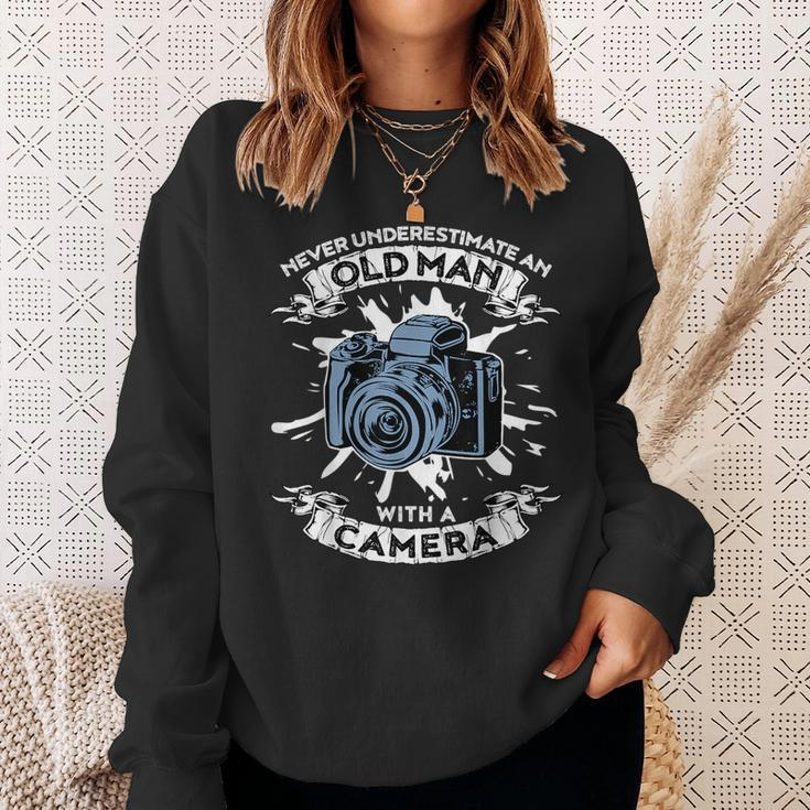 Never Underestimate An Old Man With A Camera Old Man Funny Gifts Sweatshirt Gifts for Her