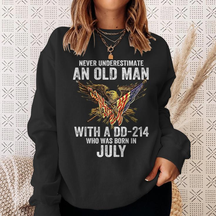 Never Underestimate An Old Man With A Dd214 Born In July Old Man Funny Gifts Sweatshirt Gifts for Her