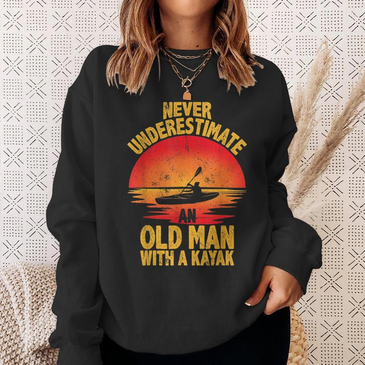 Never Underestimate An Old Man With A Kayak Quote Funny Sweatshirt Gifts for Her