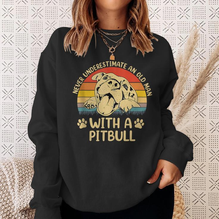 Never Underestimate An Old Man With A Pitbull Pitties Dogs Sweatshirt Gifts for Her