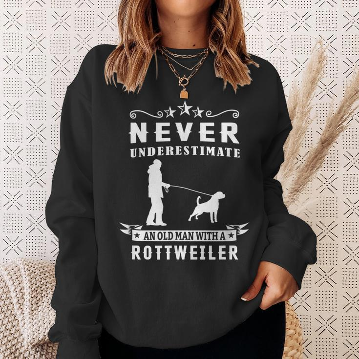 Never Underestimate An Old Man With A Rottweiler Dog Rottie Sweatshirt Gifts for Her