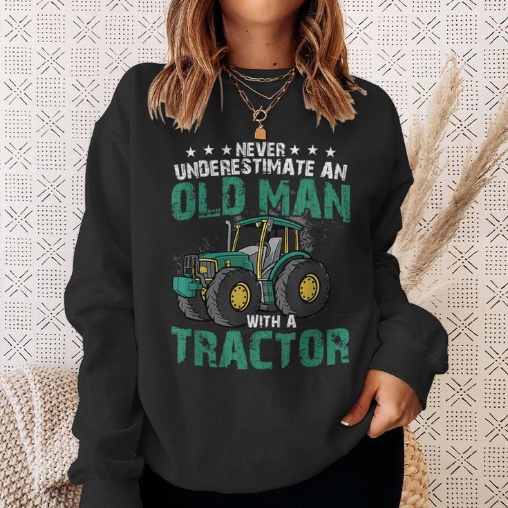 Never Underestimate An Old Man With A Tractor Farm Farmer Sweatshirt Gifts for Her