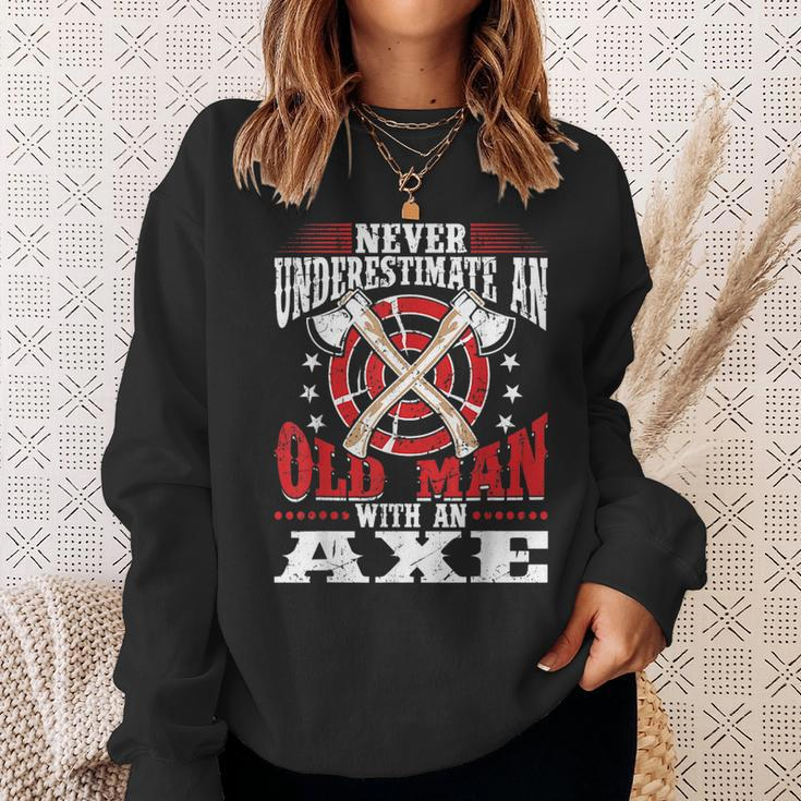 Never Underestimate An Old Man With An Axe Throwing Dad Sweatshirt Gifts for Her