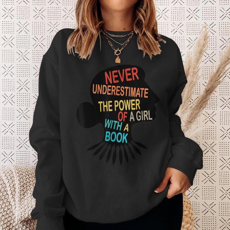 Never Underestimate The Power Of A Girl With Book Feminist Sweatshirt Gifts for Her
