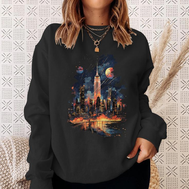 New York City Downtown Skyline Statue Of Liberty Nyc Sweatshirt Gifts for Her