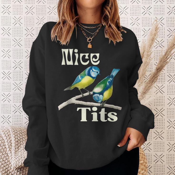 Nice-Tits Funny Blue Tit Bird Watching Lover Gift Birder Bird Watching Funny Gifts Sweatshirt Gifts for Her