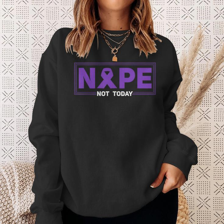Nope Not Today Hodgkins Lymphoma Survivor Purple Ribbon Sweatshirt Gifts for Her