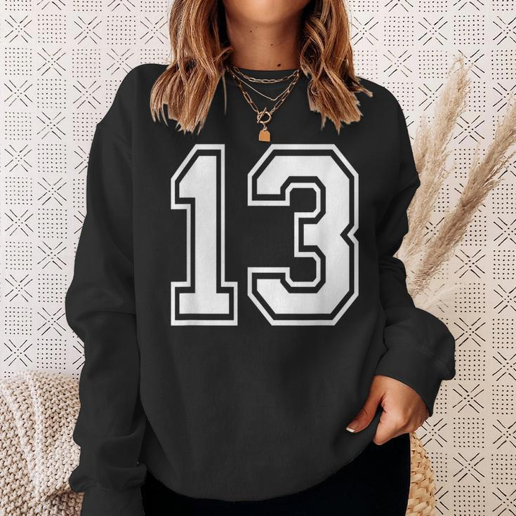 Number 13 Varsity Sports Team Jersey 13Th Birthday 13 Years Sweatshirt Gifts for Her
