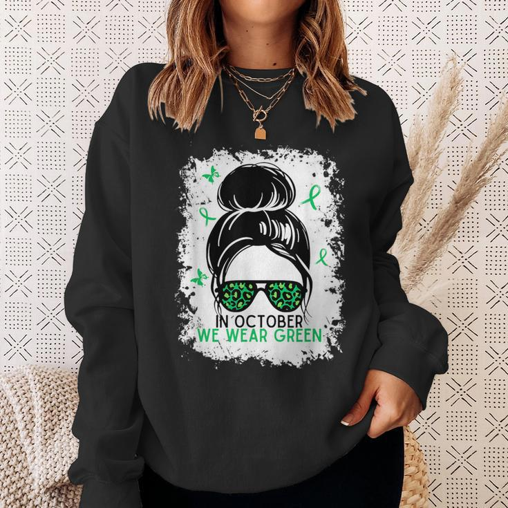 In Octobre We Wear Green Liver Cancer Awareness Sweatshirt Gifts for Her