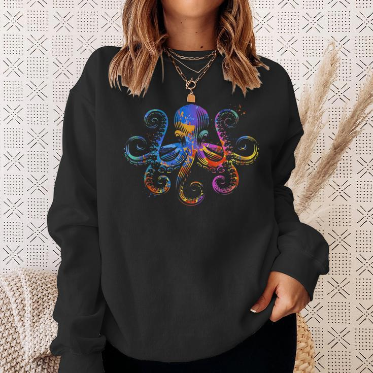 Octopus Graphic - Colorful Ocean Octopus Design Sweatshirt Gifts for Her