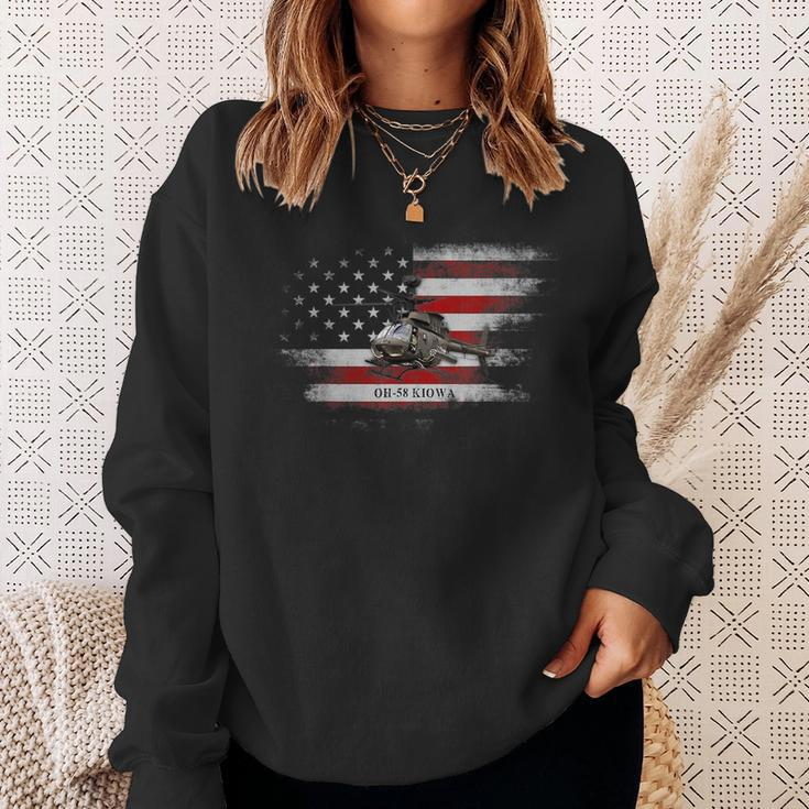 Oh-58 Kiowa Helicopter Usa Flag Helicopter Pilot Gifts Sweatshirt Gifts for Her