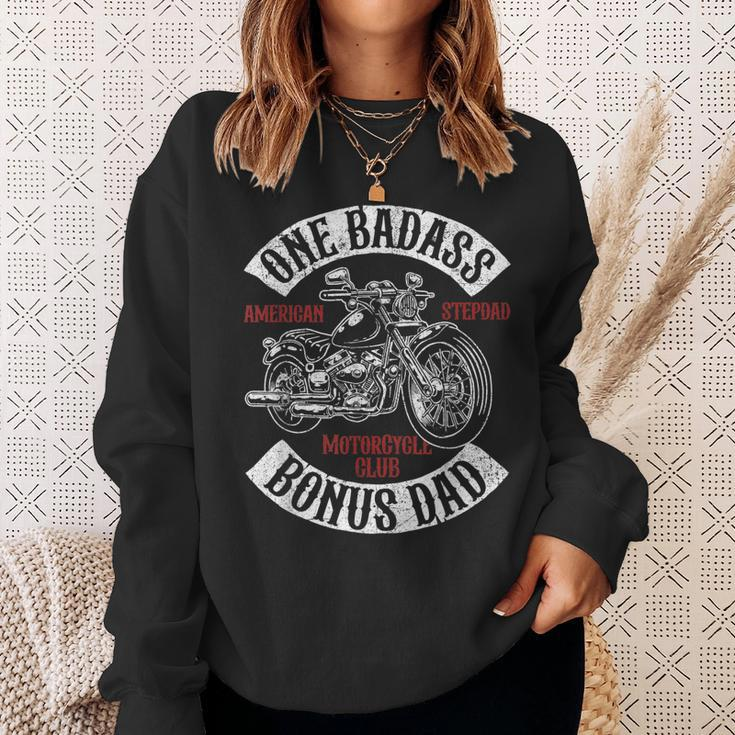 One Badass Bonus Stepdad Biker Motorcycle Step Dad Gift Idea Gift For Mens Sweatshirt Gifts for Her