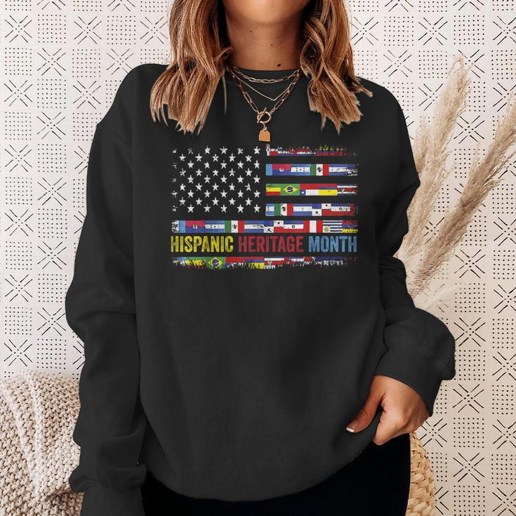 Hispanic Heritage Month All Countries Flag Heart Hands Sweatshirt Gifts for Her
