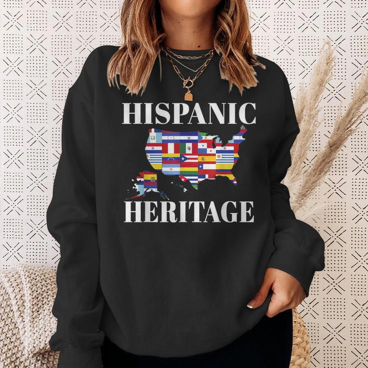 Hispanic Heritage Month All Countries Flag Inspiration Map Sweatshirt Gifts for Her