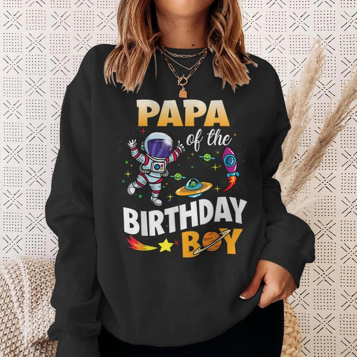 Papa Of The Birthday Boy Space Astronaut Birthday Family Sweatshirt Gifts for Her