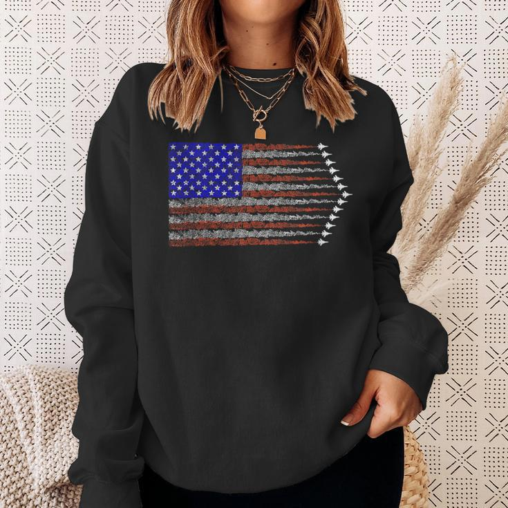 Patriotic 4Th Of July Usa American Flag Fighter Jets Sweatshirt Gifts for Her