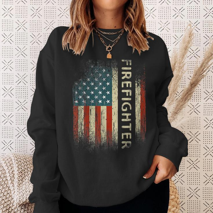 Patriotic Firefighter Gifts American Usa Flag Funny Gift For Mens Sweatshirt Gifts for Her